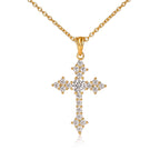 Gold Plated Sterling Silver Gothic Cross Pendant Necklace
