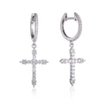 cross huggie hoops in 925 sterling silver