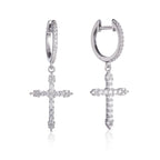 cross huggie hoops in 925 sterling silver