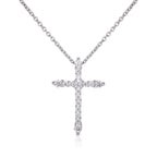 925 Sterling Silver Cross Necklace with Cubic Zirconia Stones