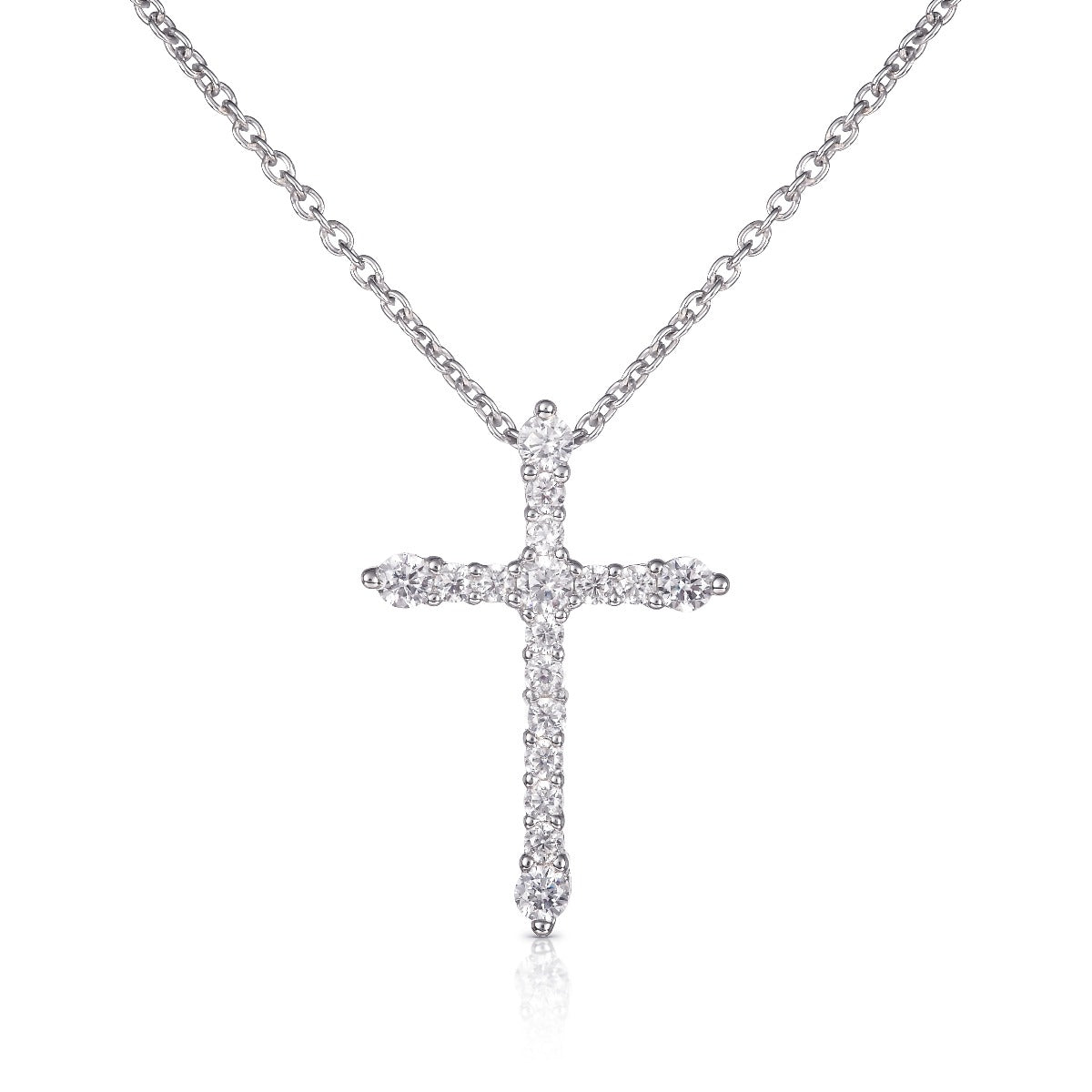 925 Sterling Silver Cross Necklace with Cubic Zirconia Stones