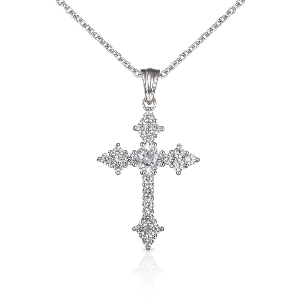 Sterling Silver Gothic Cross Pendant Necklace