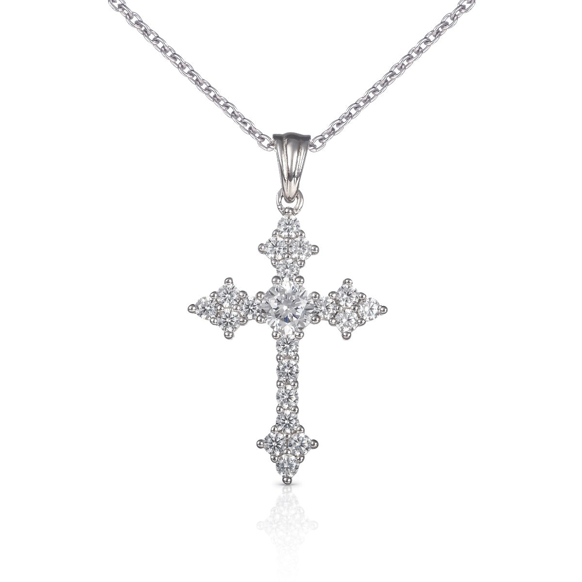 Sterling Silver Gothic Cross Pendant Necklace