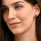 Sterling Silver Blue Cushion Shaped Halo Stud Earrings
