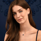 Sterling Silver Cushion Shaped Blue Halo Pendant Necklace