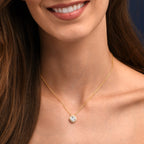 Gold Plated Sterling Silver Cushion Shaped Halo Pendant Necklace