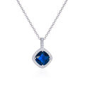 Sterling Silver Cushion Shaped Blue Pendant Necklace