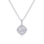Sterling Silver Cushion Shaped Cubic Zirconia Pendant Necklace