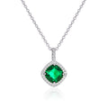 Sterling Silver Cushion Shaped Green Pendant Necklace