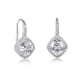 Sterling Silver Cuhion Shaped Leverback Drop Earrings