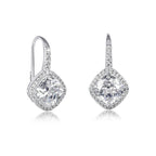 Sterling Silver Cuhion Shaped Leverback Drop Earrings