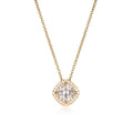 Gold Plated Sterling Silver Cushion Shaped Halo Pendant Necklace