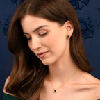 Gold Plated Sterling Silver Cushion Shaped Green Halo Stud Earrings