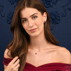 Sterling Silver Cushion Shaped Red Halo Pendant Necklace
