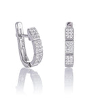 Sterling Silver Hoop Earrings 20mm, Channel Set Baguette Cubic Zirconia