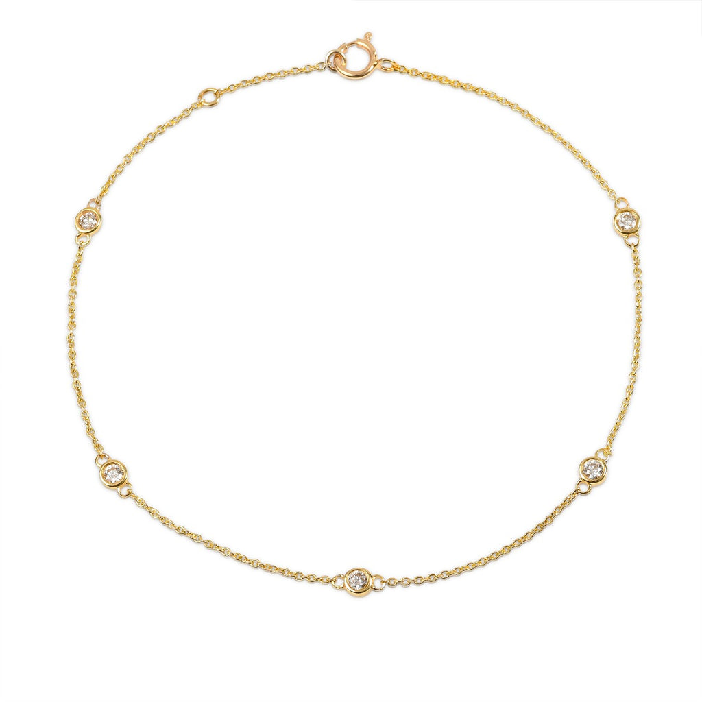 Dainty Diamond Chain Bracelet in 9K Yellow Gold