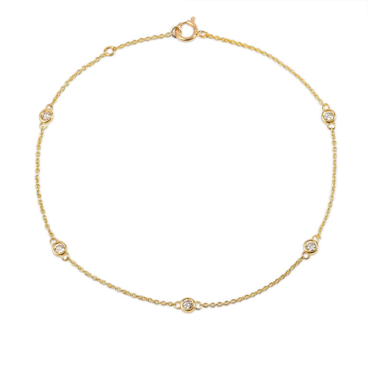 Dainty Diamond Chain Bracelet in 9K Yellow Gold