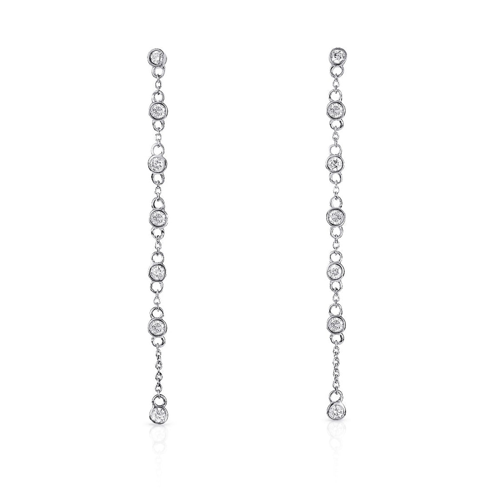 long diamond drop earrings in 9K white gold