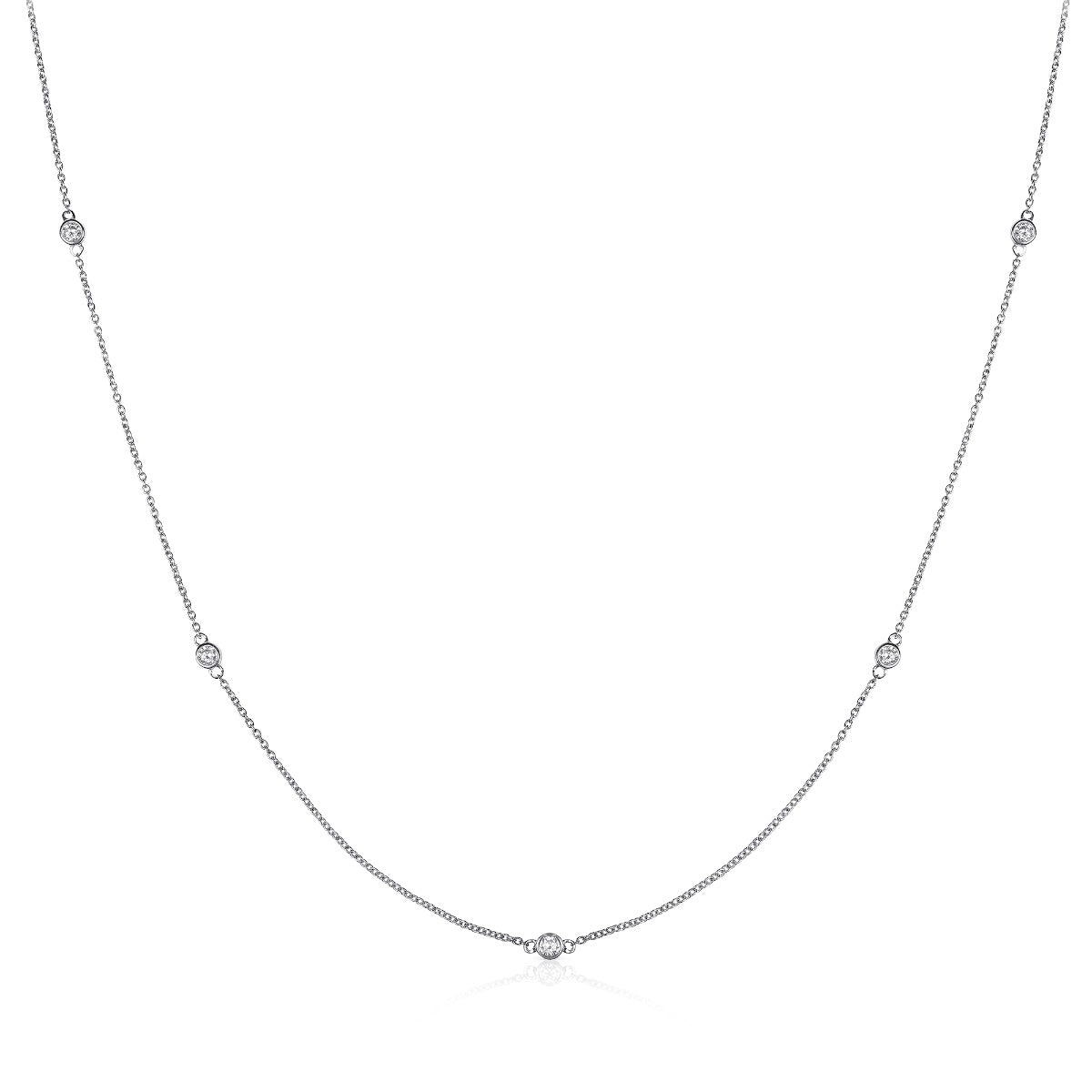 dainty diamond chain necklace in 9K white gold