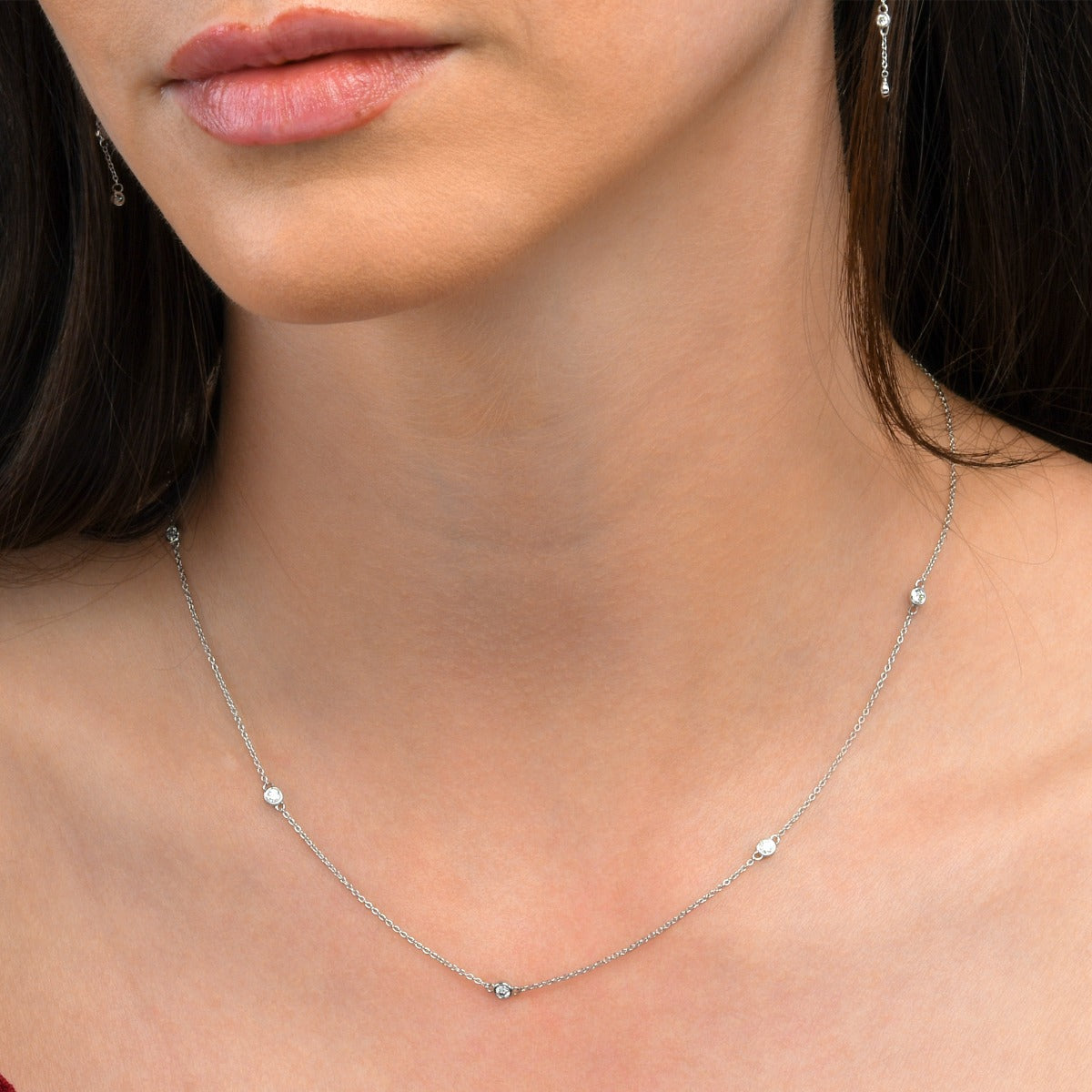 dainty diamond chain necklace in 9K white gold