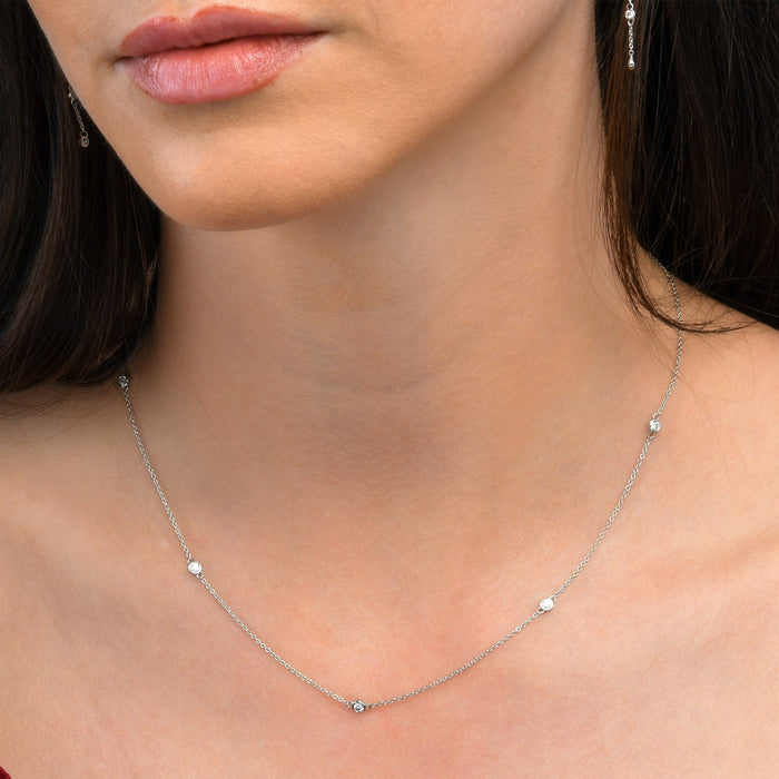 Dainty Diamond Chain Necklace with 0.25ct Diamond Necklace in 9K White Gold