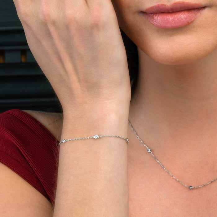 Dainty Diamond Chain Bracelet with 0.25ct Diamond Bracelet in 9K White Gold