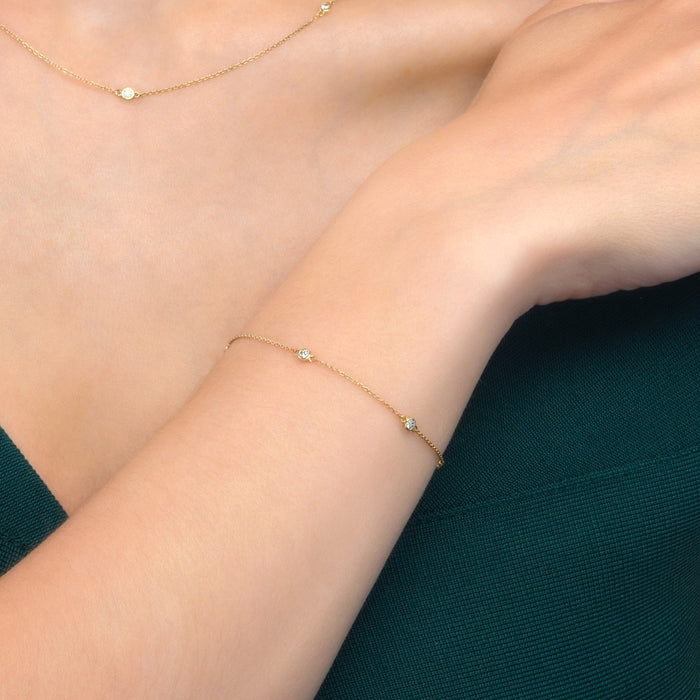 Dainty Diamond Chain Bracelet with 0.25ct Diamond Bracelet in 9K Yellow Gold