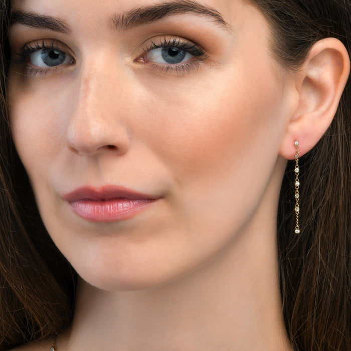 Diamond Chain Earrings 0.35ct Long Earrings in 9K Yellow Gold