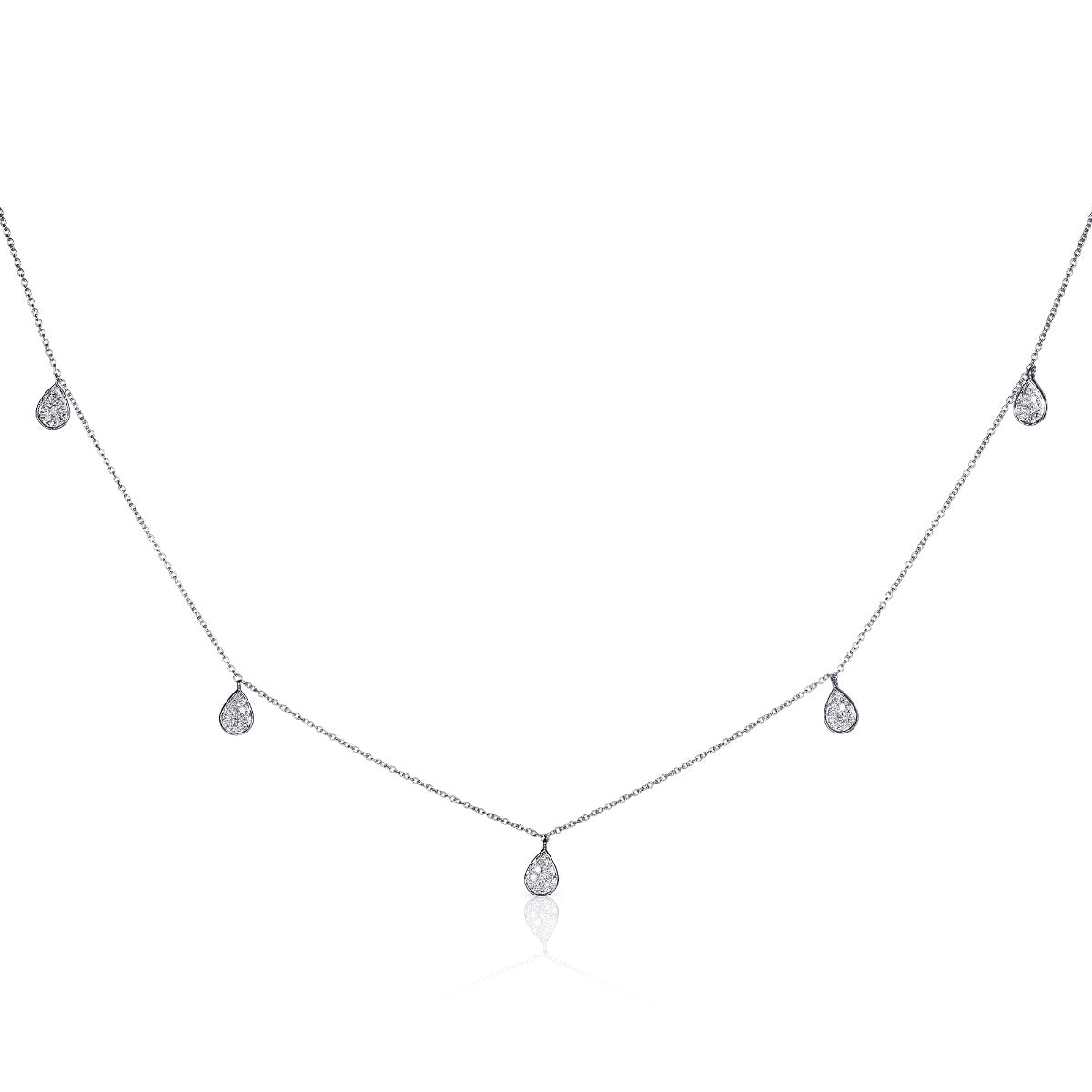 Diamond charm necklace in 9K white gold