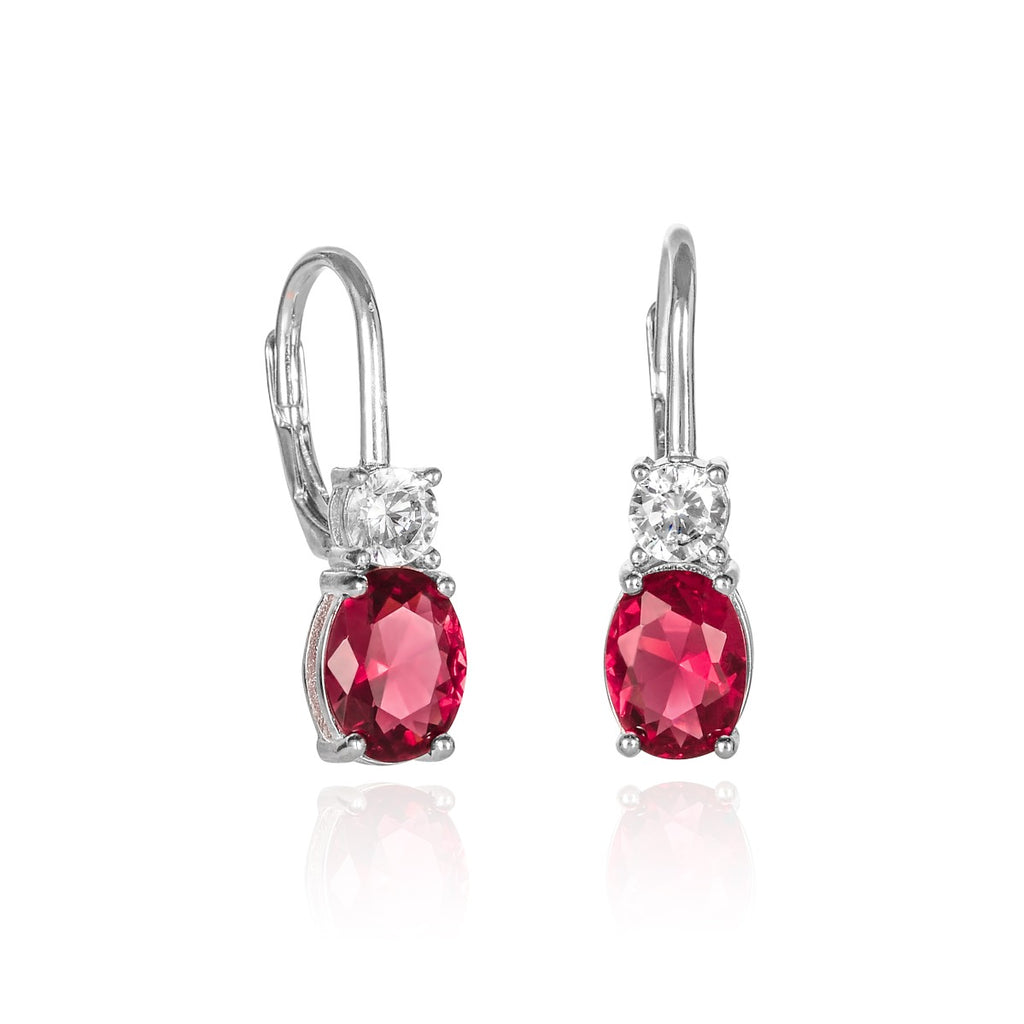 Sterling Silver Red Drop Earrings with Leverback clasps