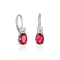 Sterling Silver Red Drop Earrings with Leverback clasps