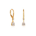 Gold Plated Sterling Silver Pear CZ Leverback Drop Earrings