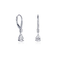 Sterling Silver Pear CZ Leverback Drop Earrings