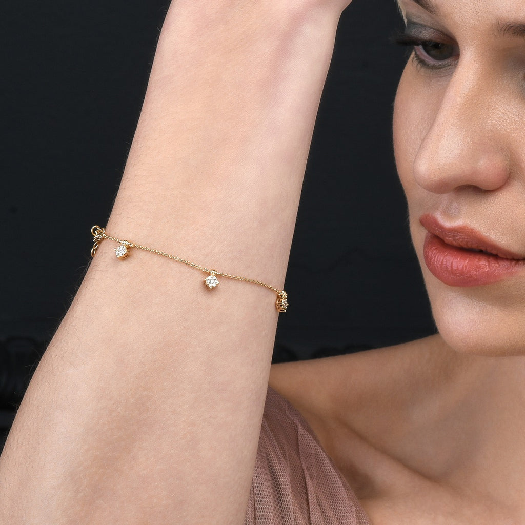 Diamond Charm Bracelet with 5 Charms with 0.25ct Diamond Bracelet In 18K Yellow Gold