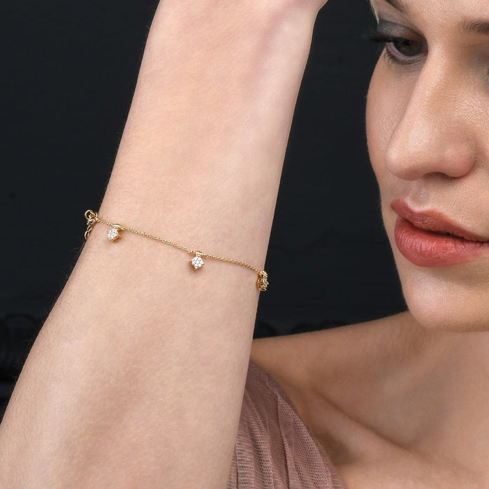 Diamond Charm Bracelet with 5 Charms with 0.25ct Diamond Bracelet In 18K Yellow Gold