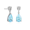 Sterling Silver Pear Shaped Light Blue Drop Earrings