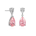 Sterling Silver Pear Shaped Light Pink Drop Earrings