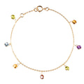 natural gemstone charm bracelet for women in 9K yellow gold