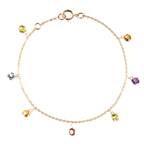 natural gemstone charm bracelet for women in 9K yellow gold