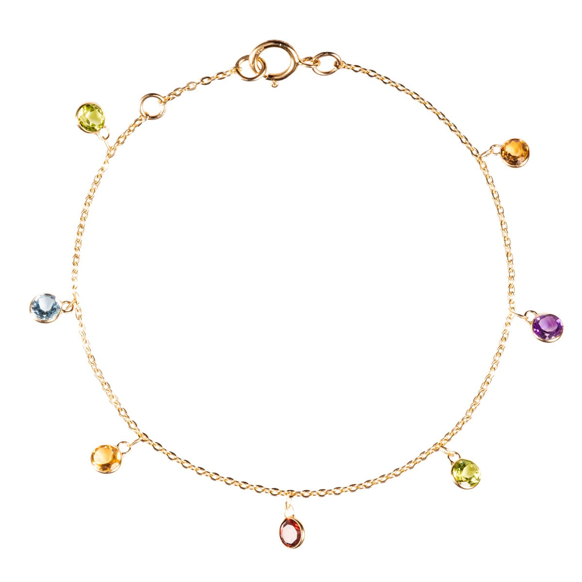 natural gemstone charm bracelet for women in 9K yellow gold