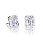 Sterling Silver Emerald Cut Cubic Zirconia Stud Earrings