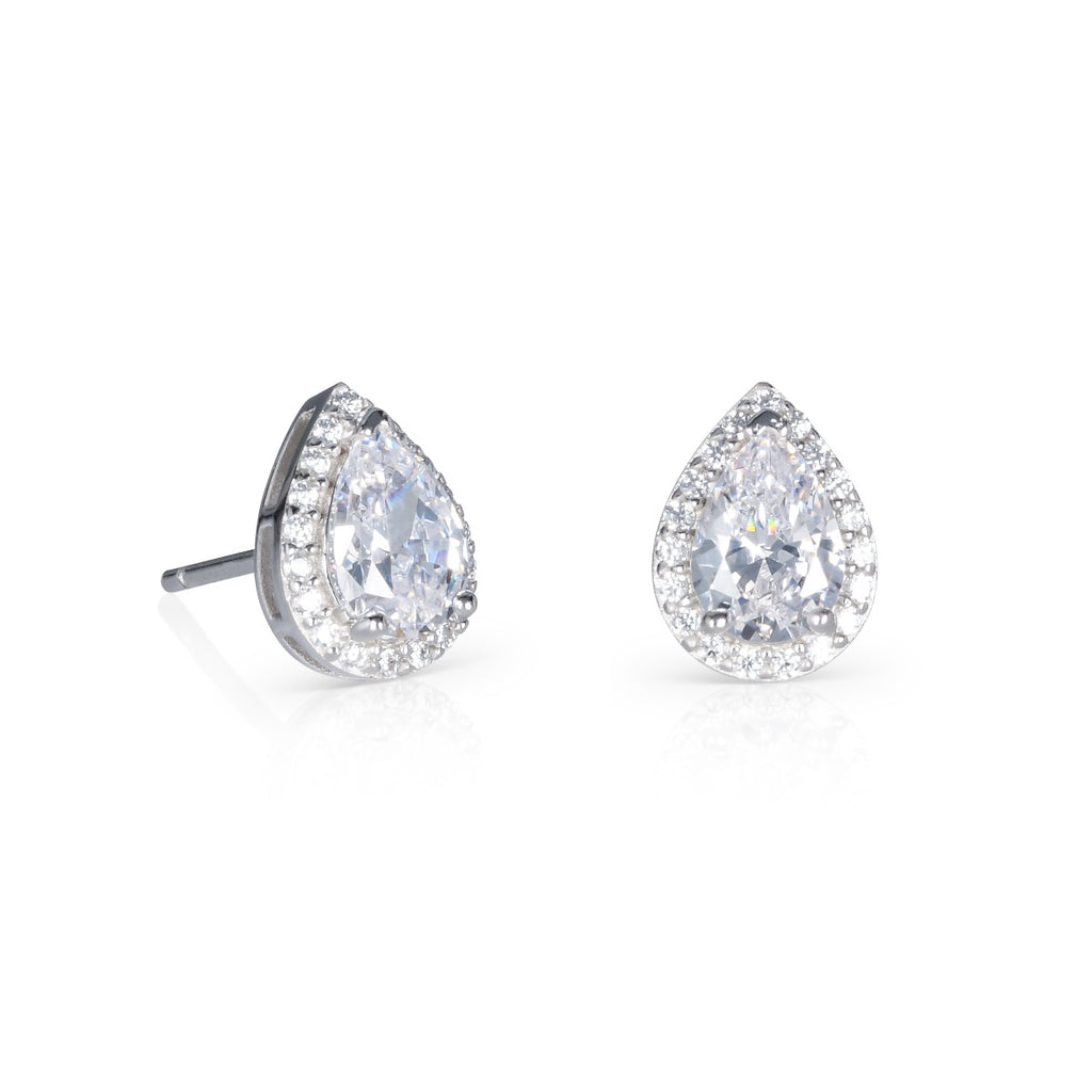 Sterling Silver Pear Shaped Cubic Zirconia stud Earrings