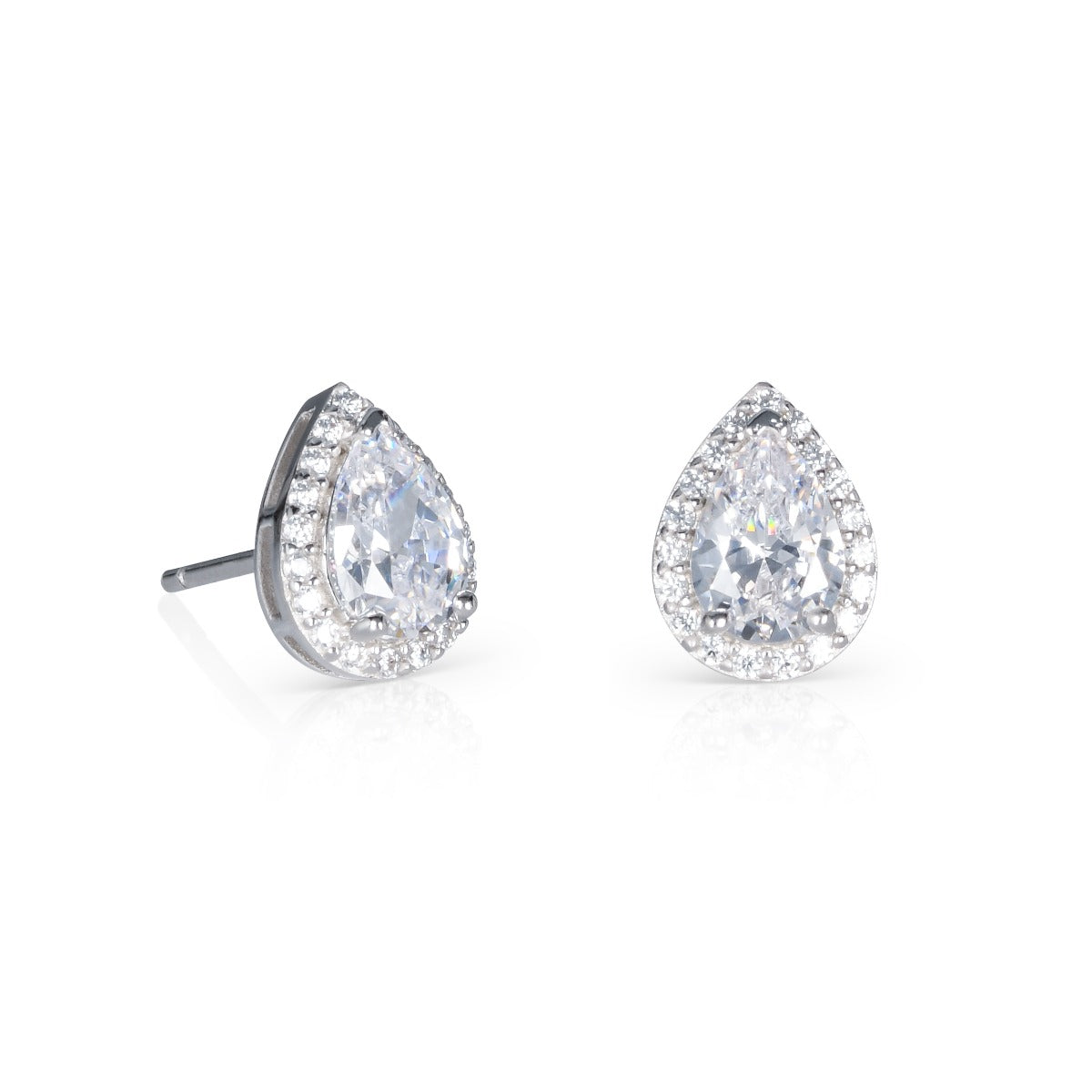 Sterling Silver Pear Shaped Cubic Zirconia stud Earrings