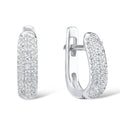 Sterling Silver Hoop Earrings 20mm, Channel Set Baguette Cubic Zirconia