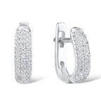 Sterling Silver Hoop Earrings 20mm, Channel Set Baguette Cubic Zirconia