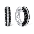 Sterling Silver Hoop Earrings with Black and White Stones