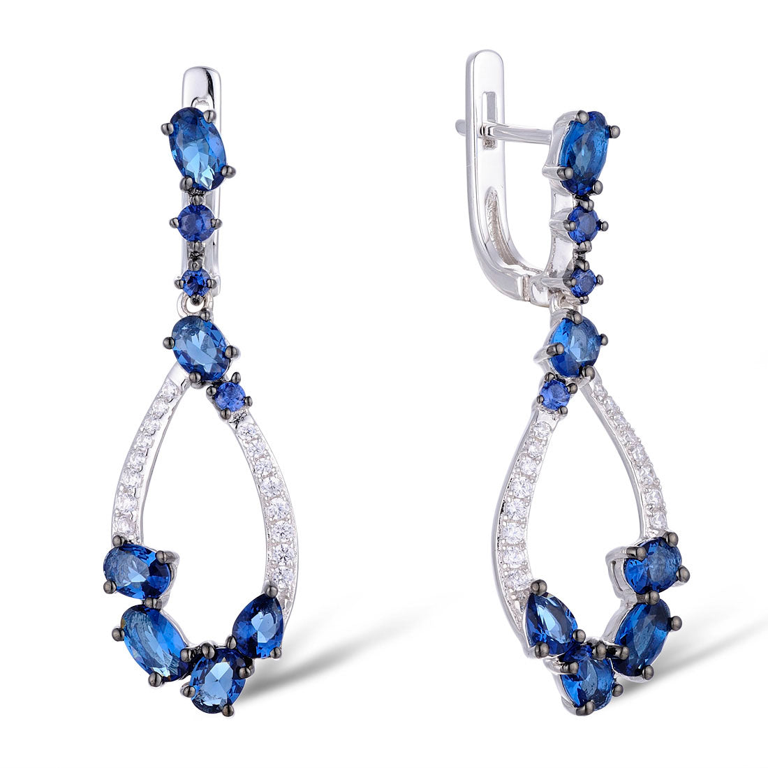 blue drop earrings for women in 925 silver