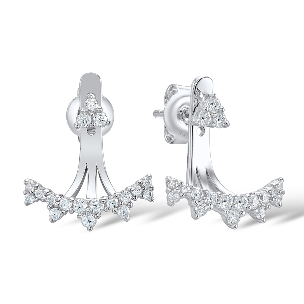 Sterling Silver Hamza Hand Earrings with Cubic Zirconia