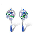 925 silver statement earrings with blue dragonfly