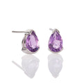 Pear Shaped Amethyst Drop Earrings in Sterling Silver